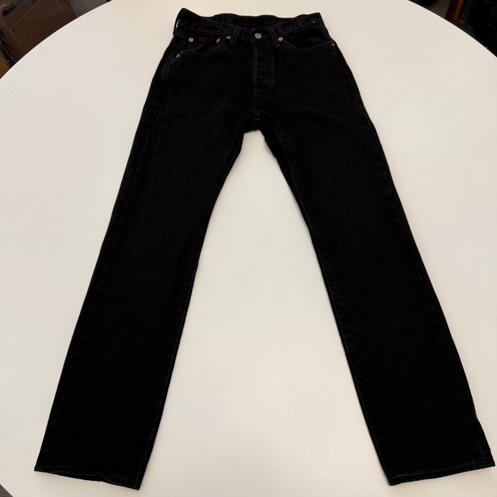 Levi's 501 Black Denim Jeans Straight Leg Button Fly Womens Size W29 L32